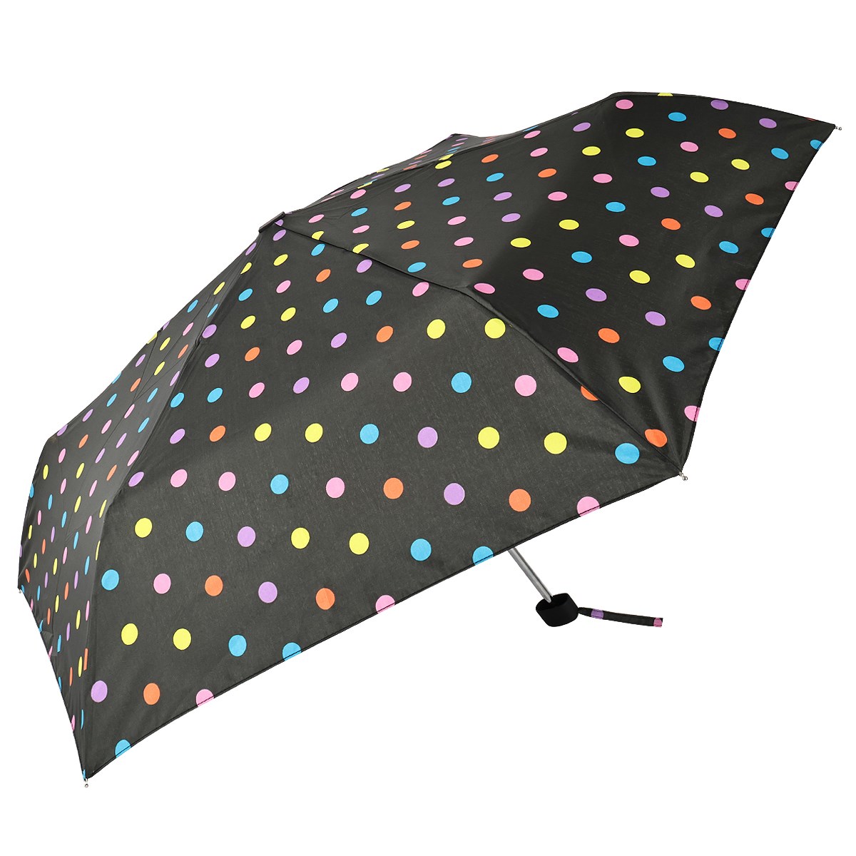 black and bright print super light polka dot umbrella